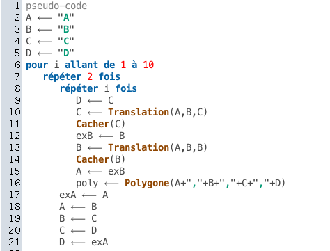 script carres sans tortue