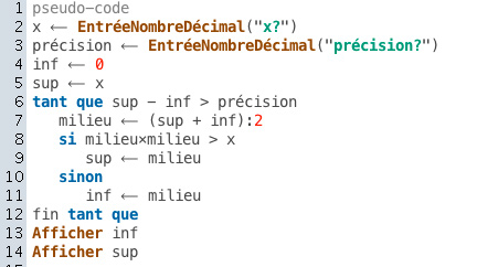racine par dichotomie